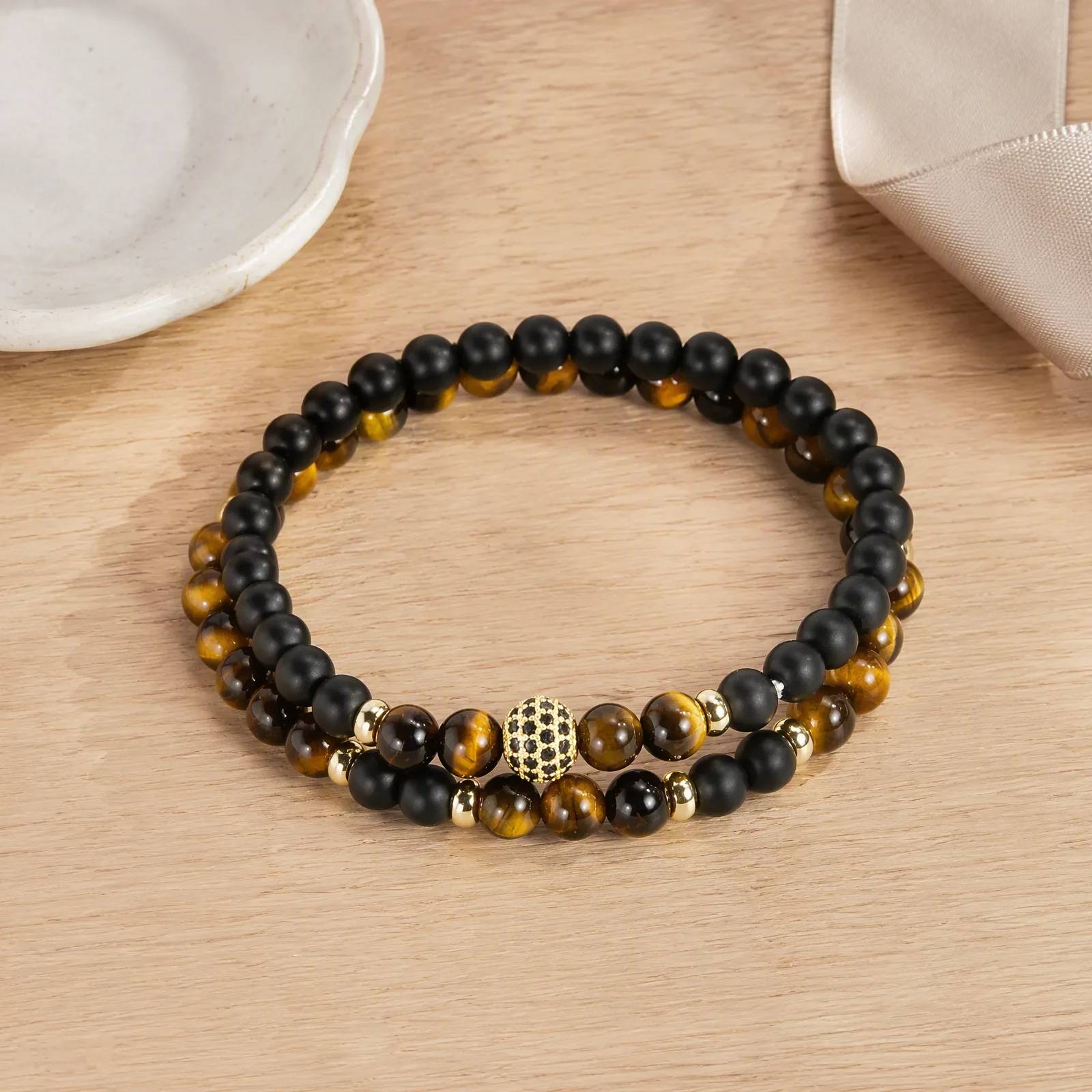 Agate Beaded Bracelet — Stretch Set — Agate bracelets