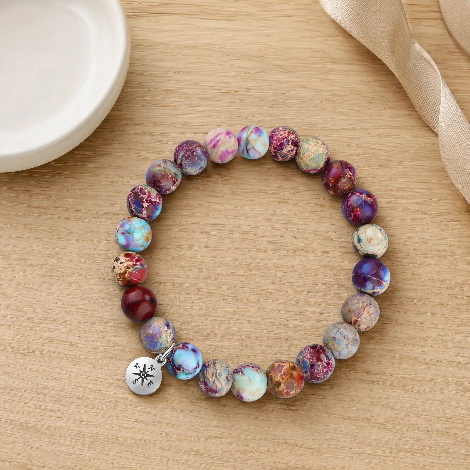 Emperor Stone Beaded Bracelet — Compass Graduation Gift — Emperor Stone bracelets