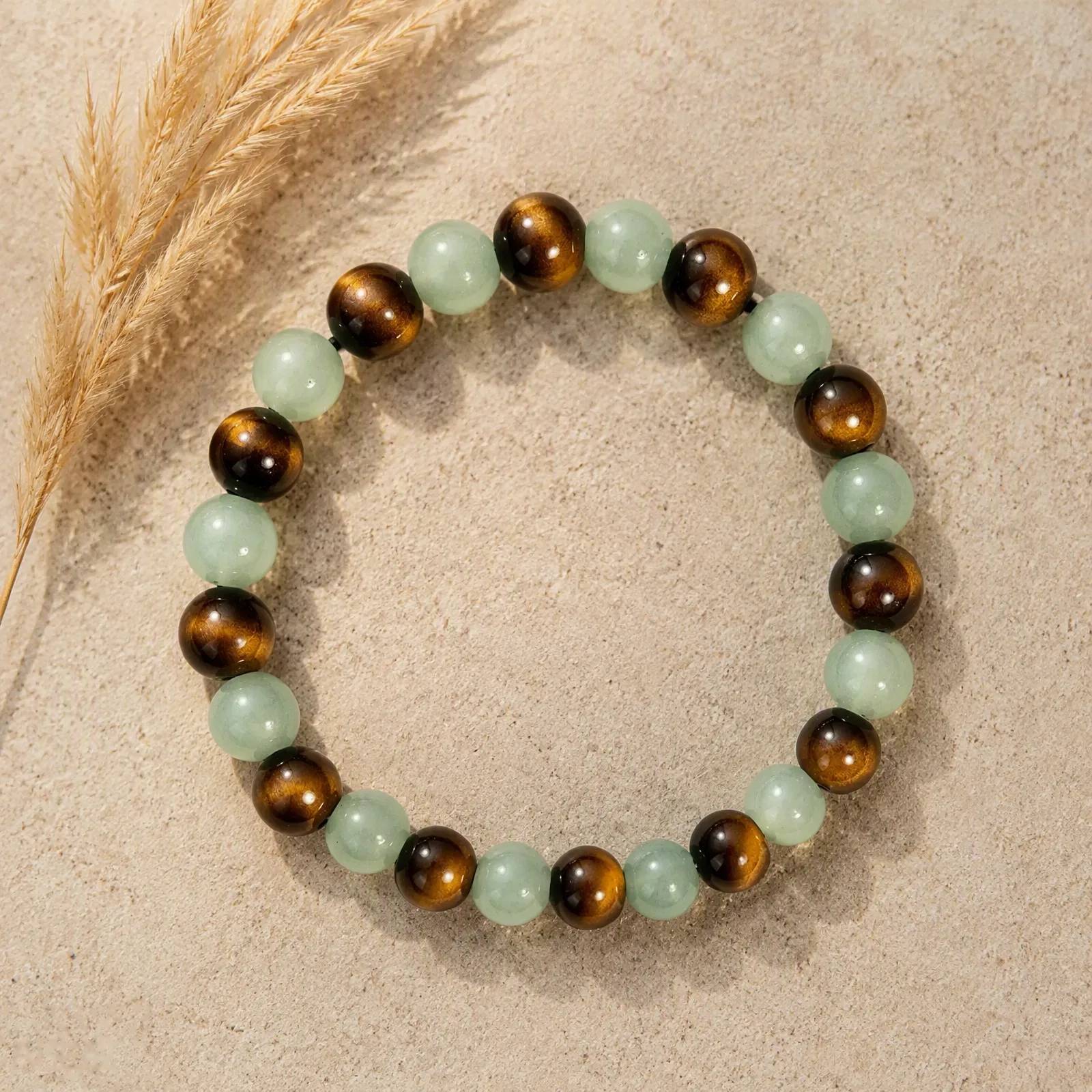 Green Aventurine & Aventurine Beaded Bracelet — Handmade — Green Aventurine, Aventurine bracelets