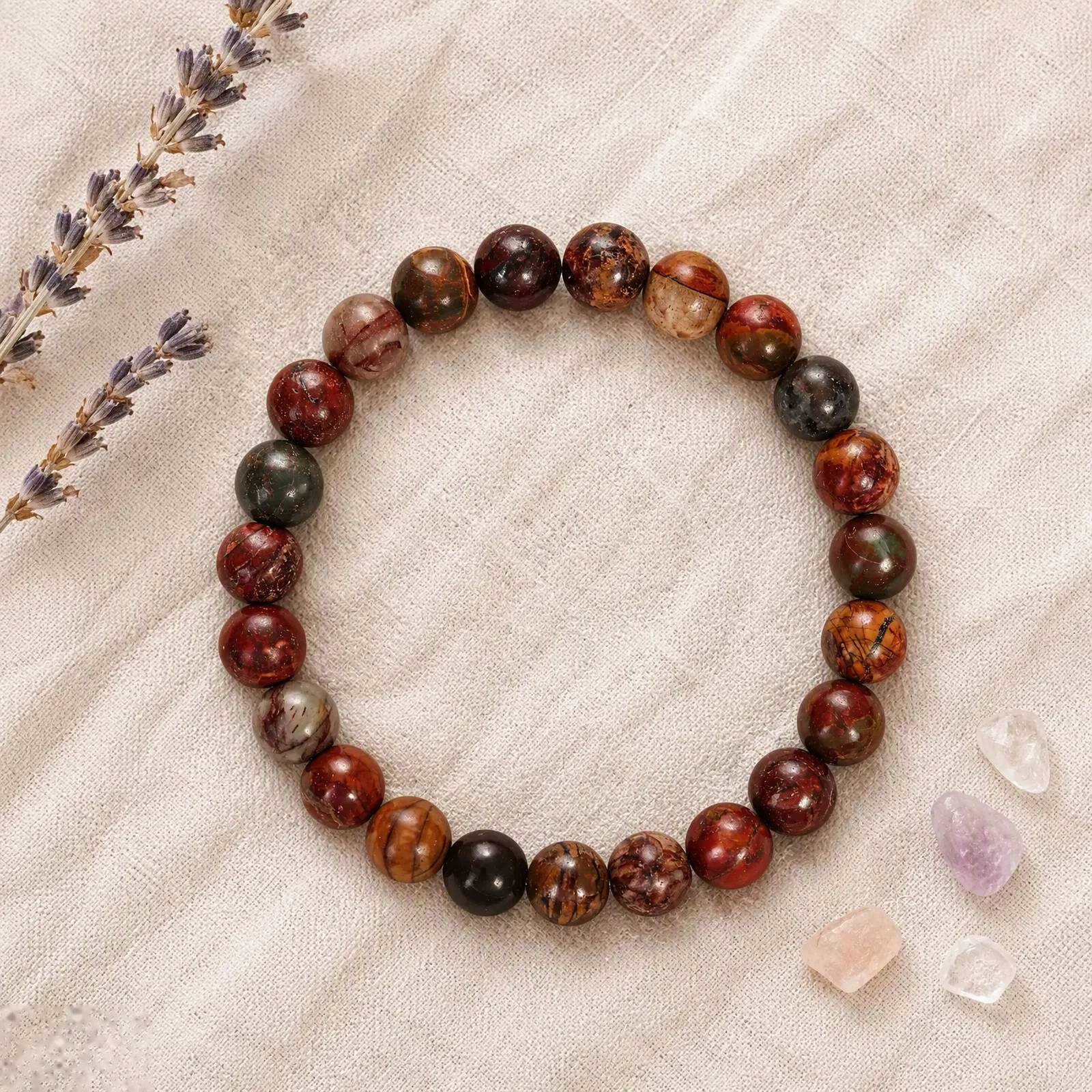 Natural Stone Beaded Bracelet — Vintage Handmade —  bracelets
