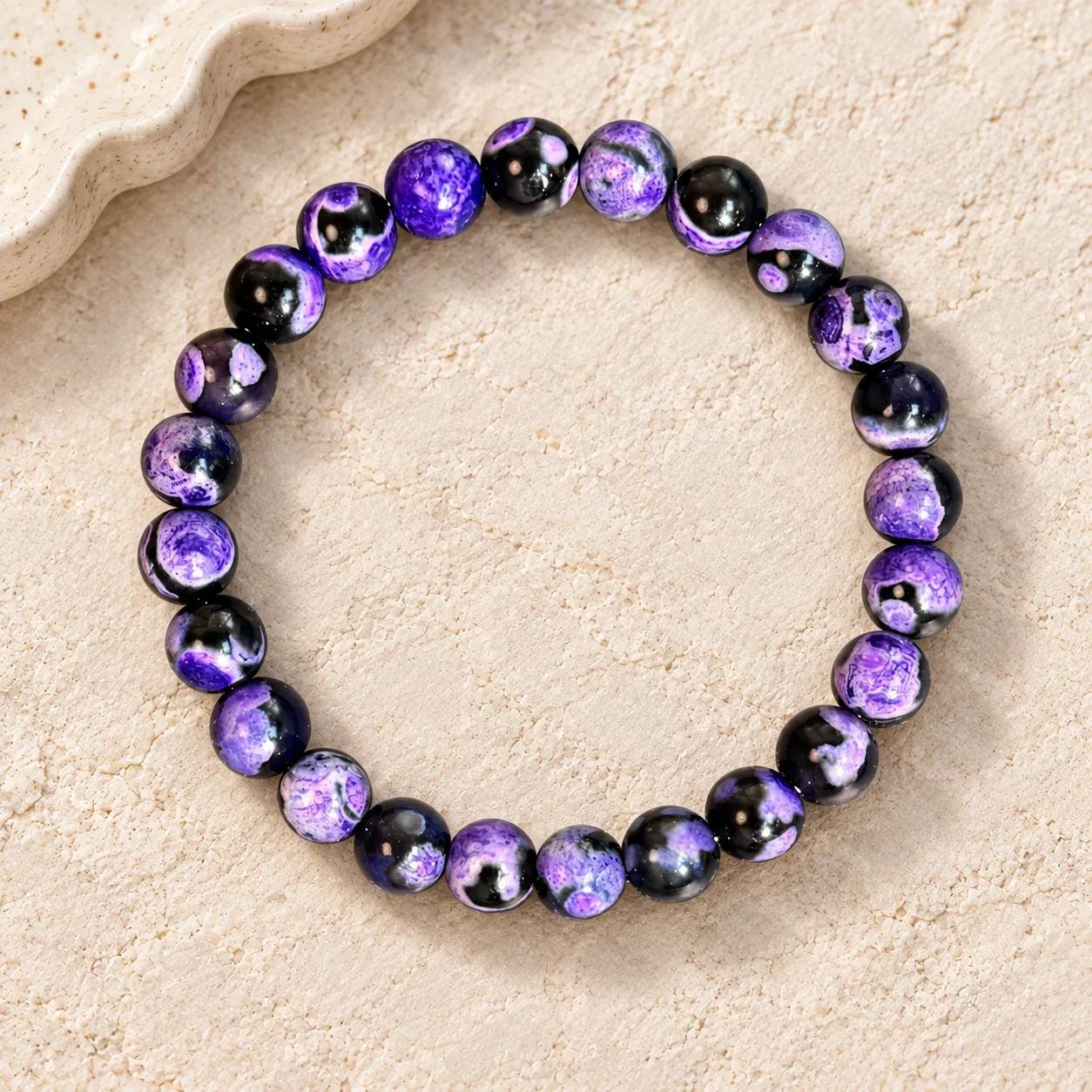 Fire Agate & Agate Beaded Bracelet — Boho — Fire Agate, Agate bracelets