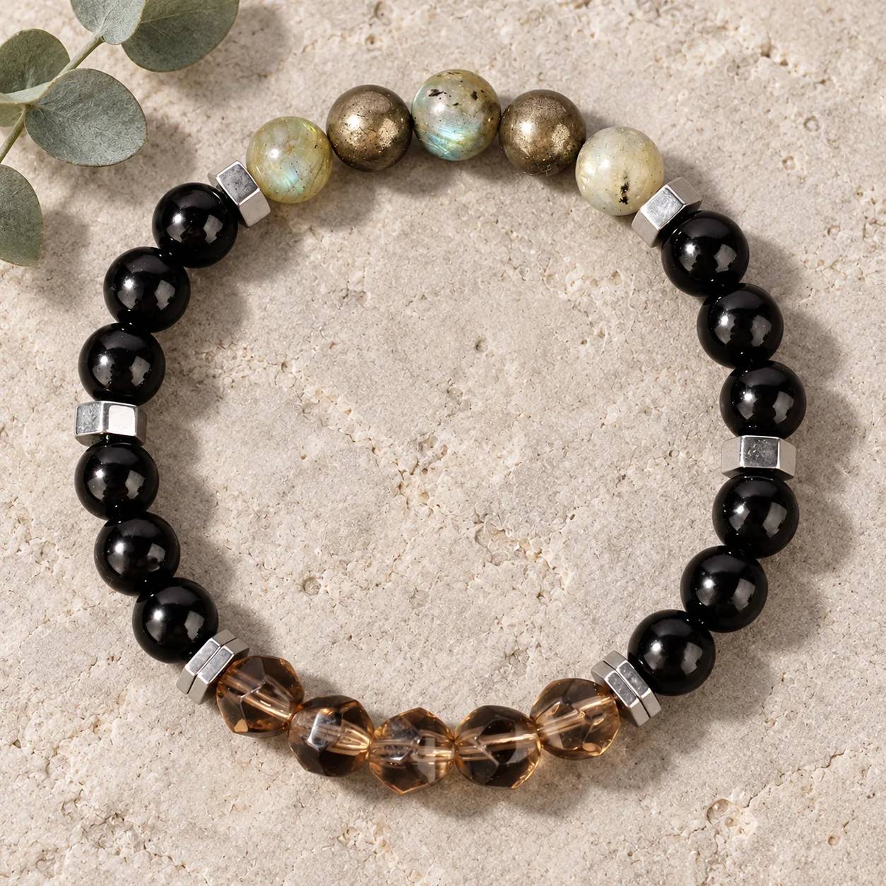 Smoky Quartz & Pyrite Beaded Bracelet — Athletic — Smoky Quartz, Pyrite bracelets