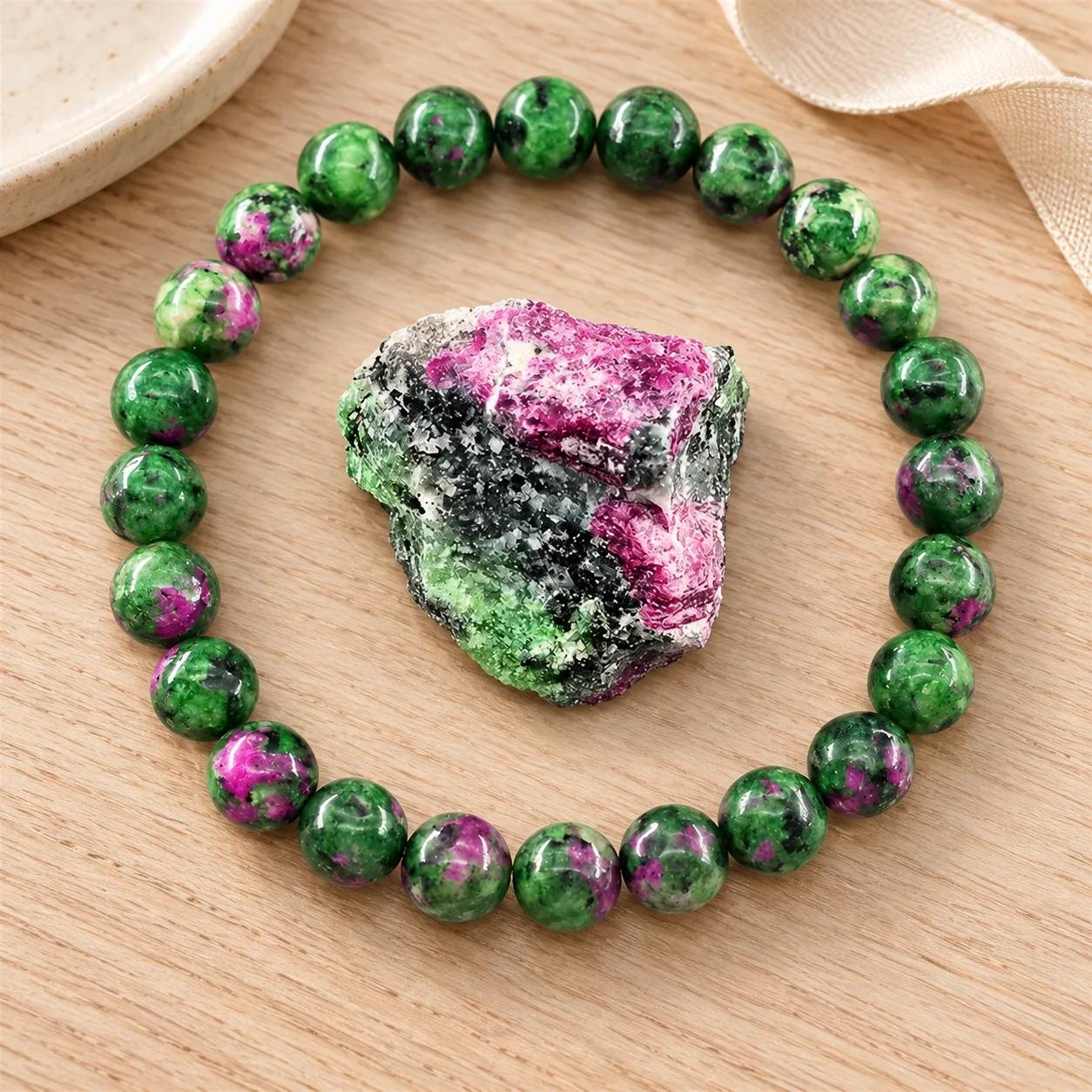 Ruby Zoisite Beaded Bracelet — Unisex — Ruby Zoisite bracelets