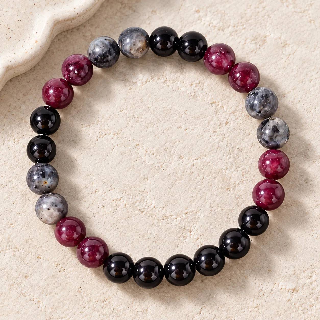 Garnet Beaded Bracelet — Vintage Handmade — Garnet bracelets