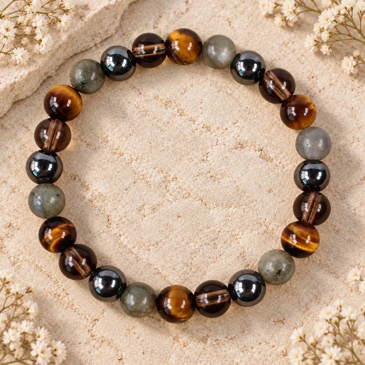 Hematite & Labradorite Beaded Bracelet — Hematite, Labradorite bracelets
