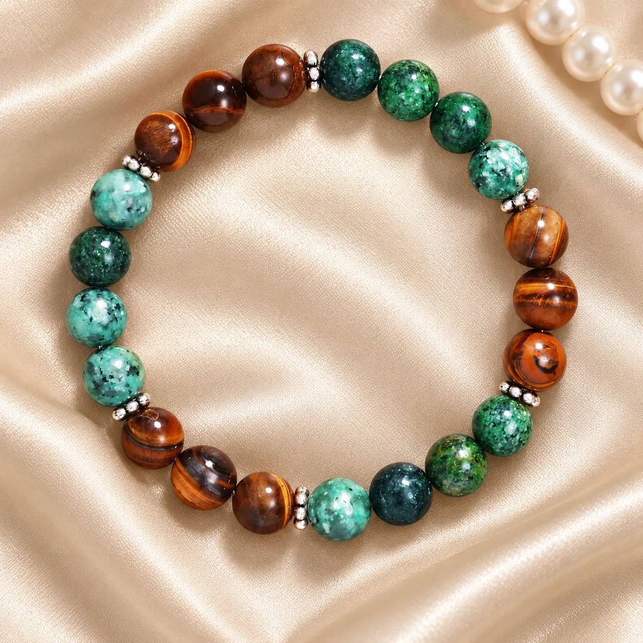 Tiger Eye & Granite Stone Beaded Bracelet — Tiger Eye, Granite Stone bracelets