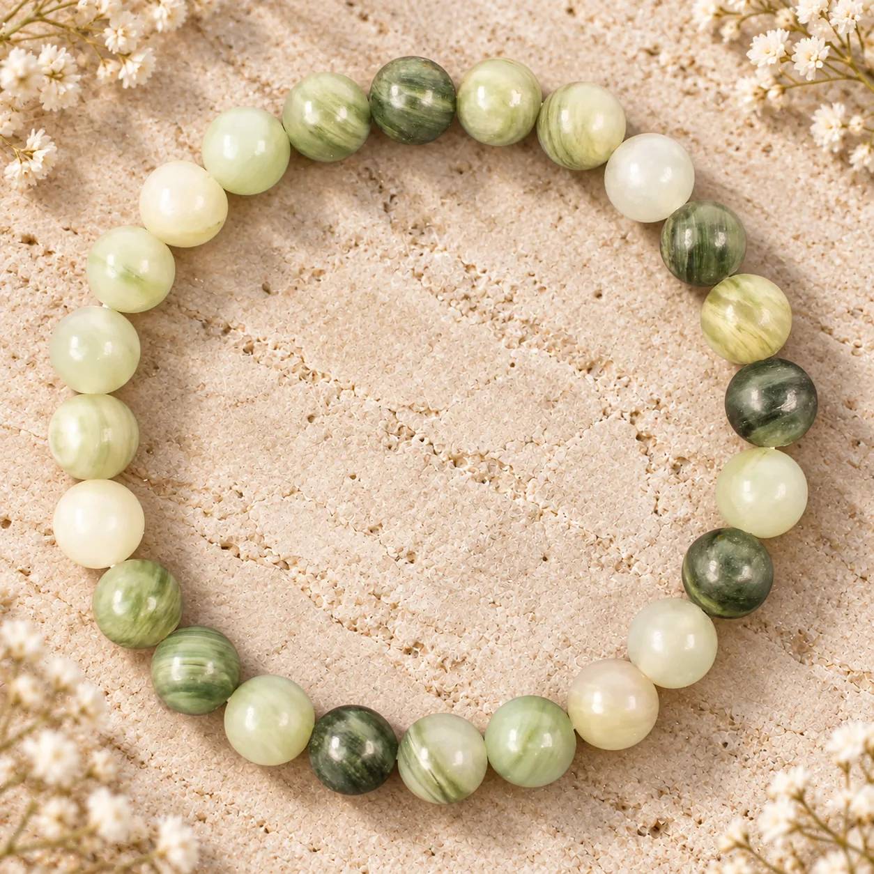 Flower Agate Beaded Bracelet — Flower Agate bracelets