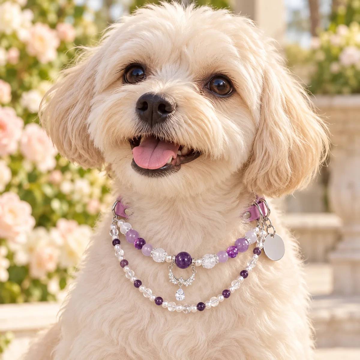 Amethyst Wing Double-Layer Pet Collar —  pet crystals