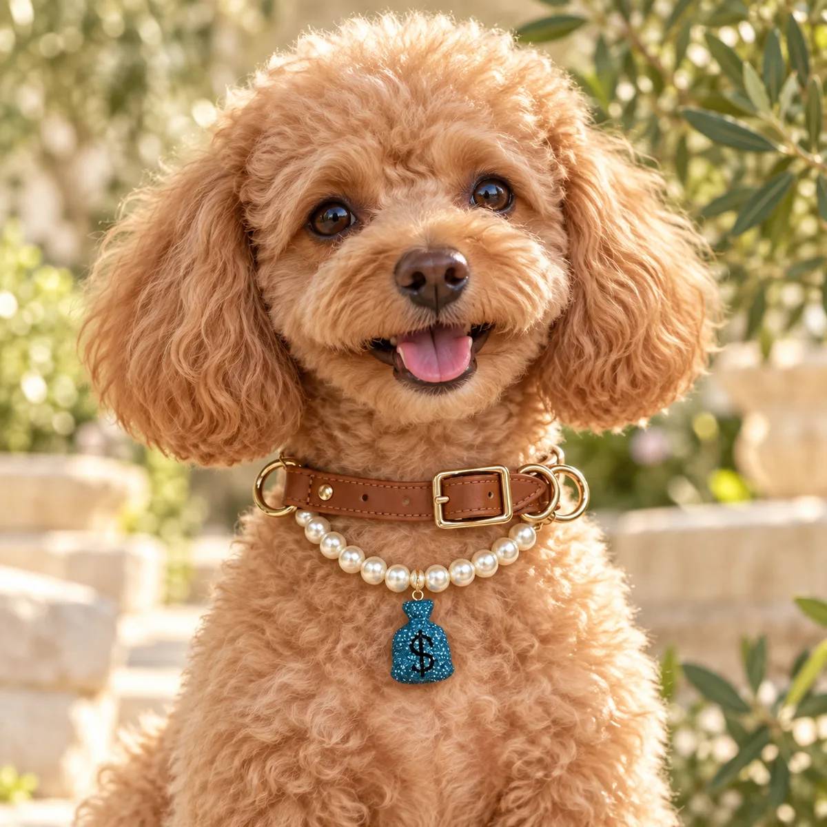 Blue Sparkle Pearl Pet Collar —  pet crystals