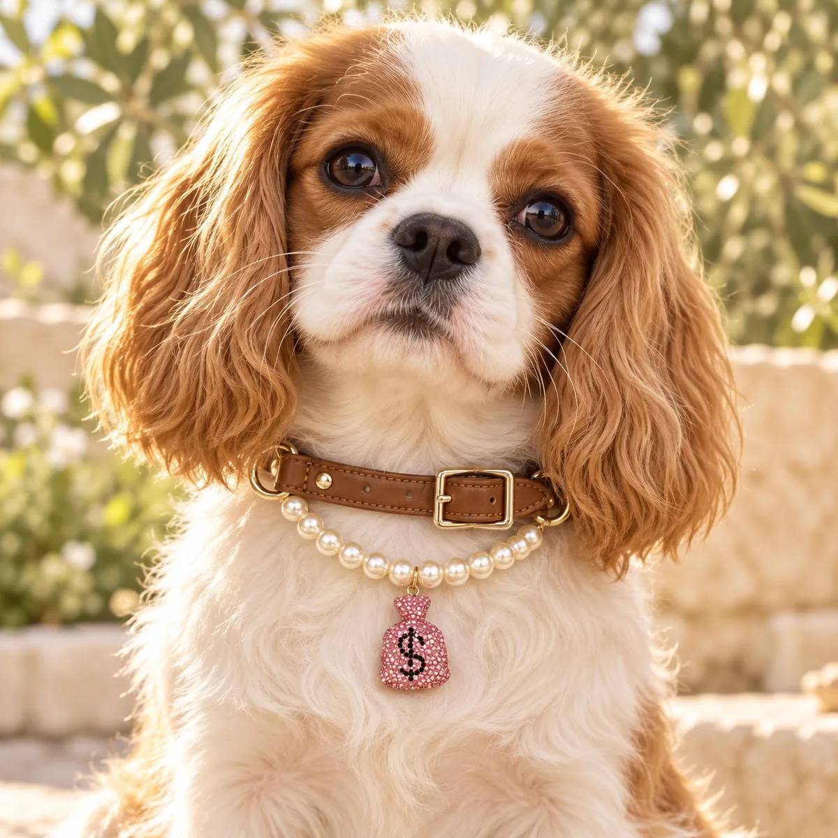 Pink Sparkle Pearl Pet Collar —  pet crystals