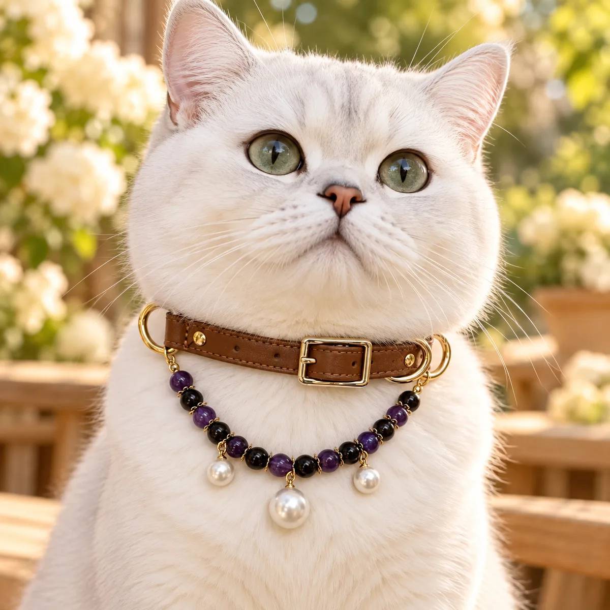 Purple & Black Pearl-Drop Pet Collar —  pet crystals