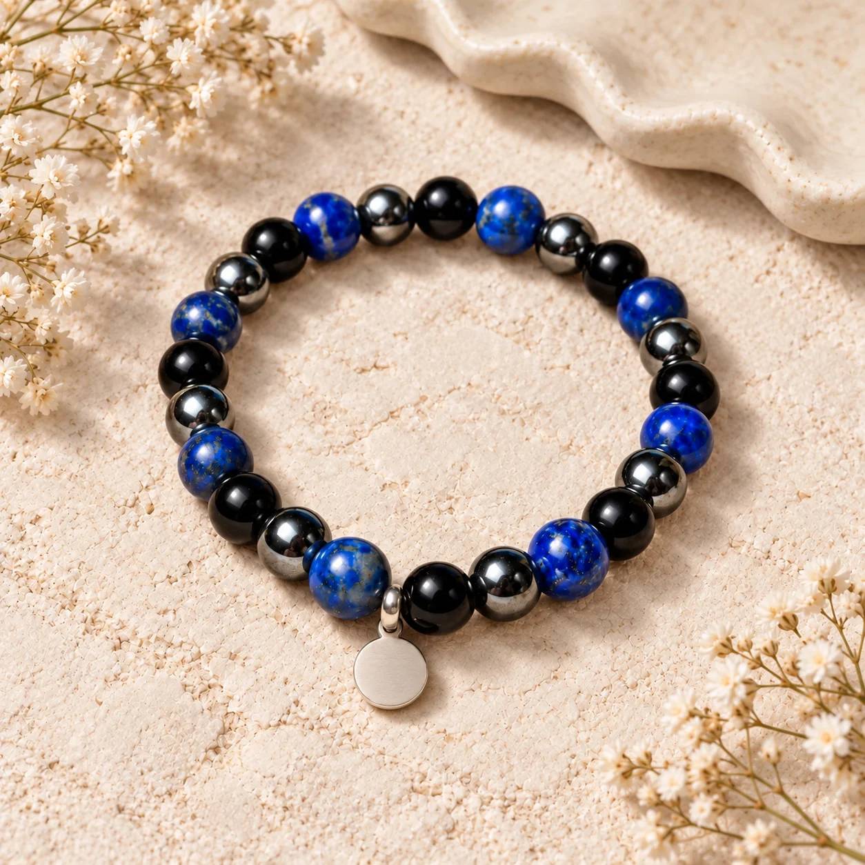 The Energy-Shield Bracelet — Lapis & Onyx — Lapis Lazuli bracelets
