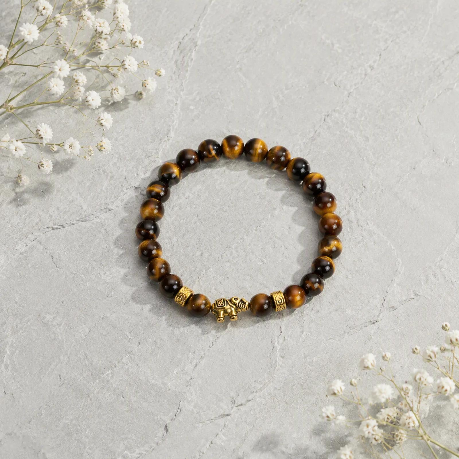 Tiger Eye & Lava Stone & White Turquoise Beaded Bracelet view 2