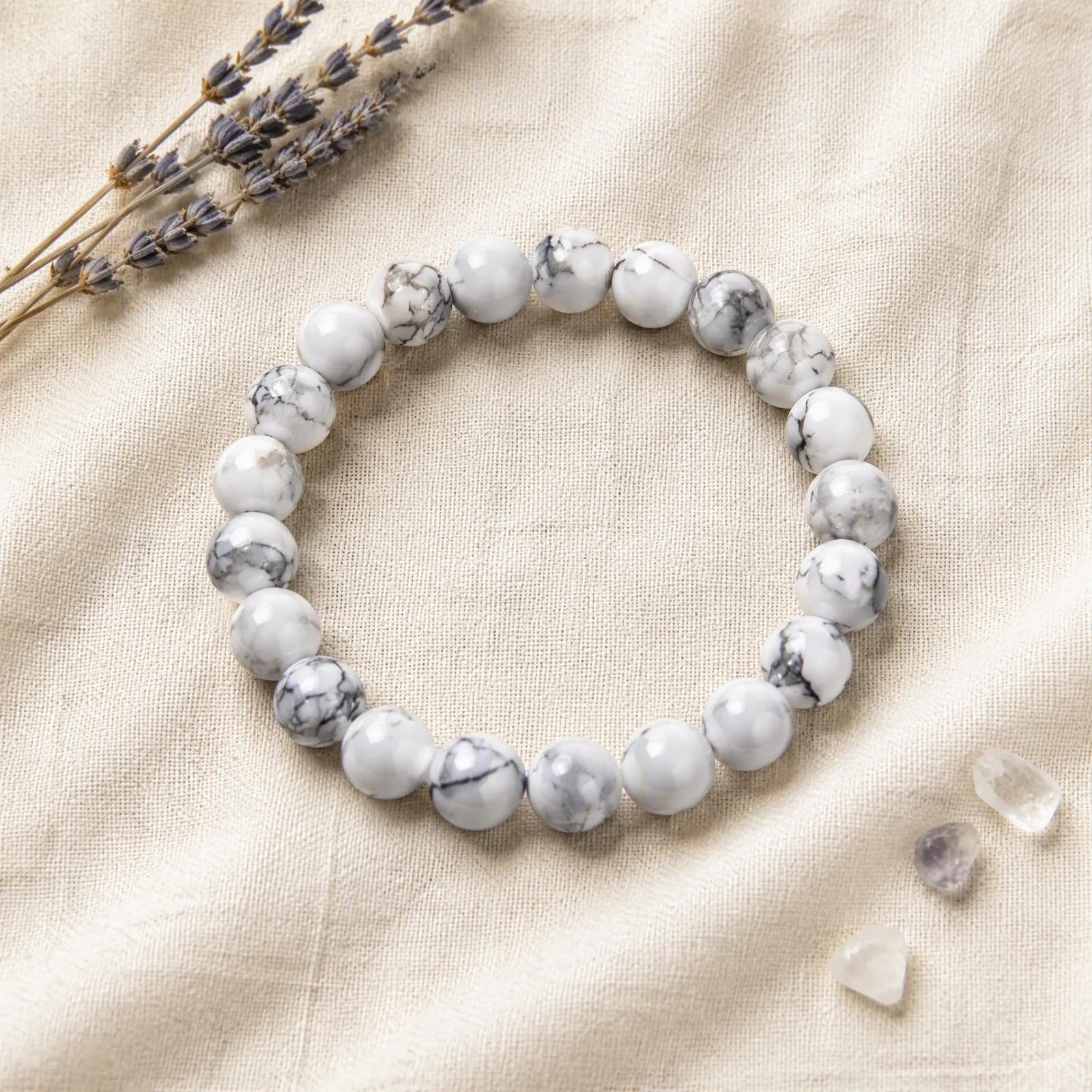 White Turquoise Beaded Bracelet — Friendship view 2