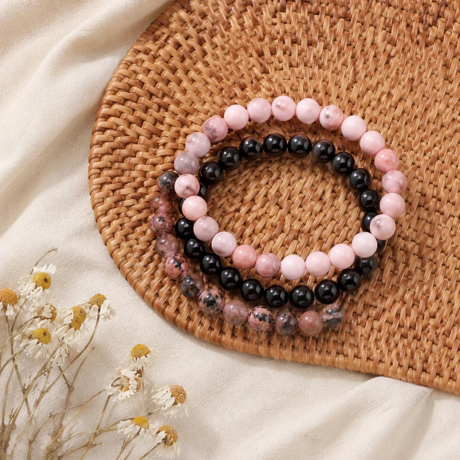 Tiger Eye & Amethyst & Agate Beaded Bracelet — 3-Piece Set Couples' view 2