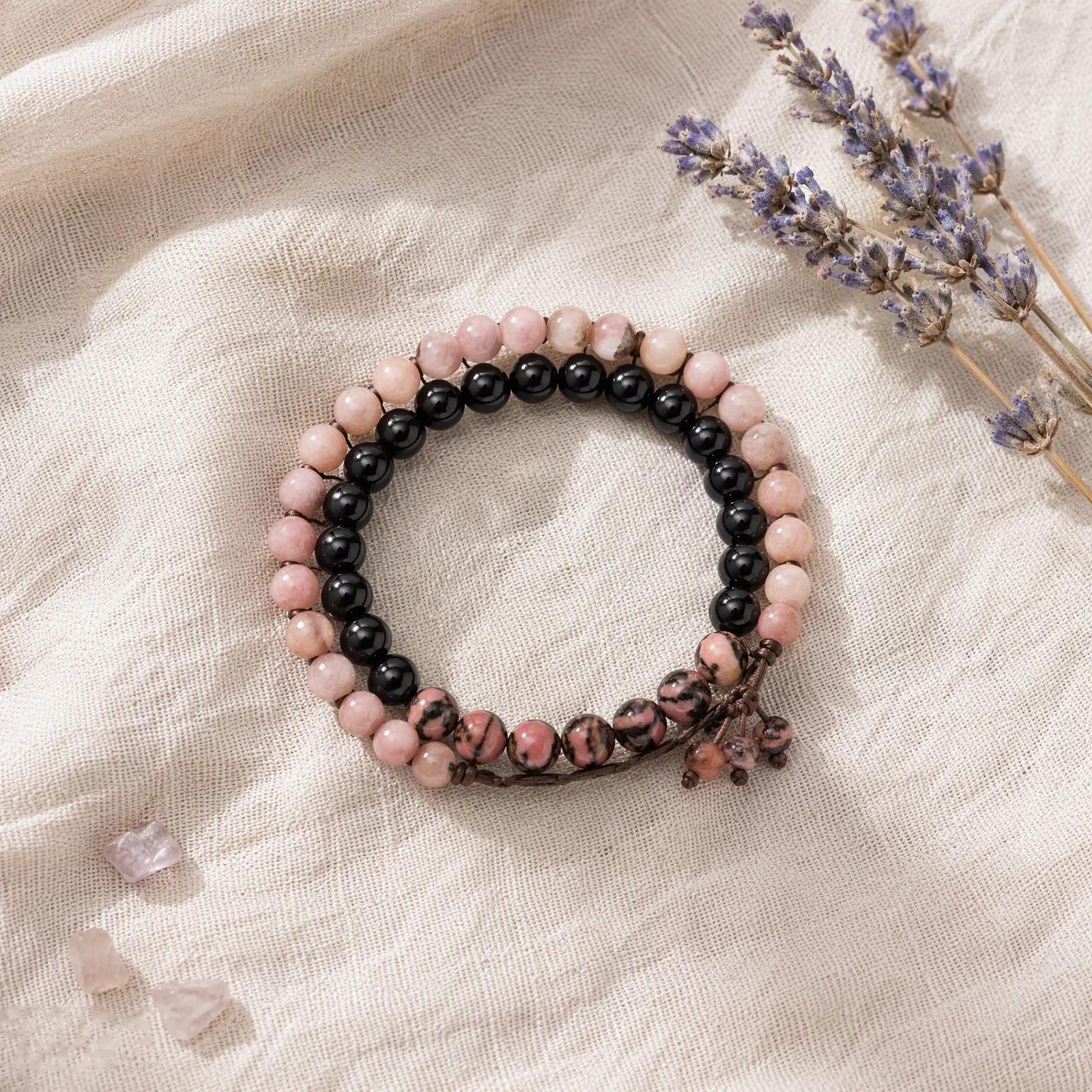 Tiger Eye & Amethyst & Agate Beaded Bracelet — 3-Piece Set Couples' view 3