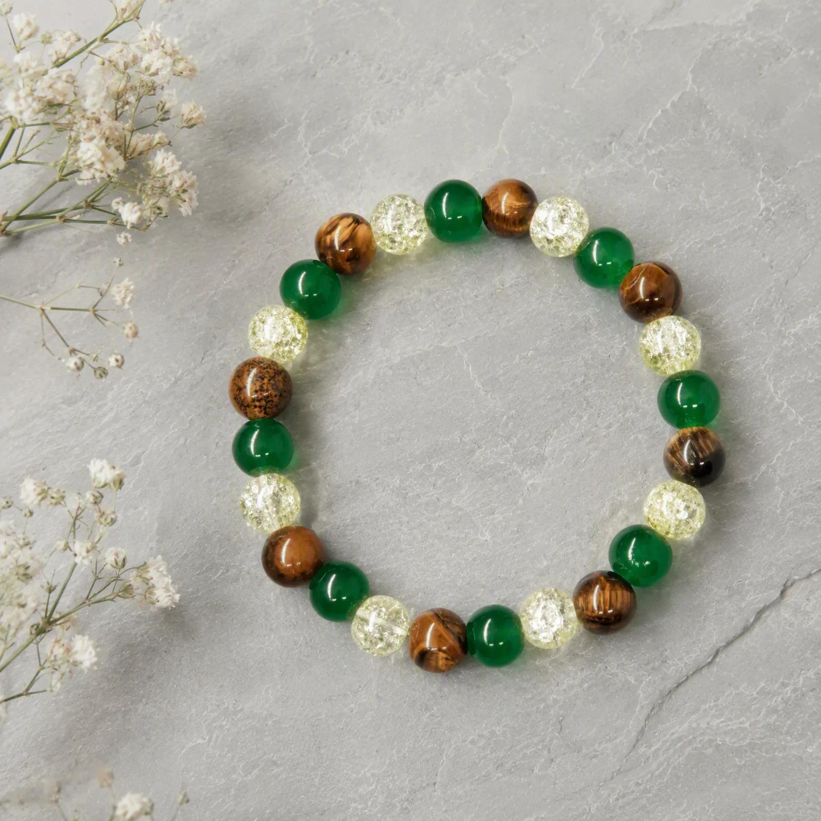 Tiger Eye Beaded Bracelet — genuine Tiger Eye crystal, Imported origin