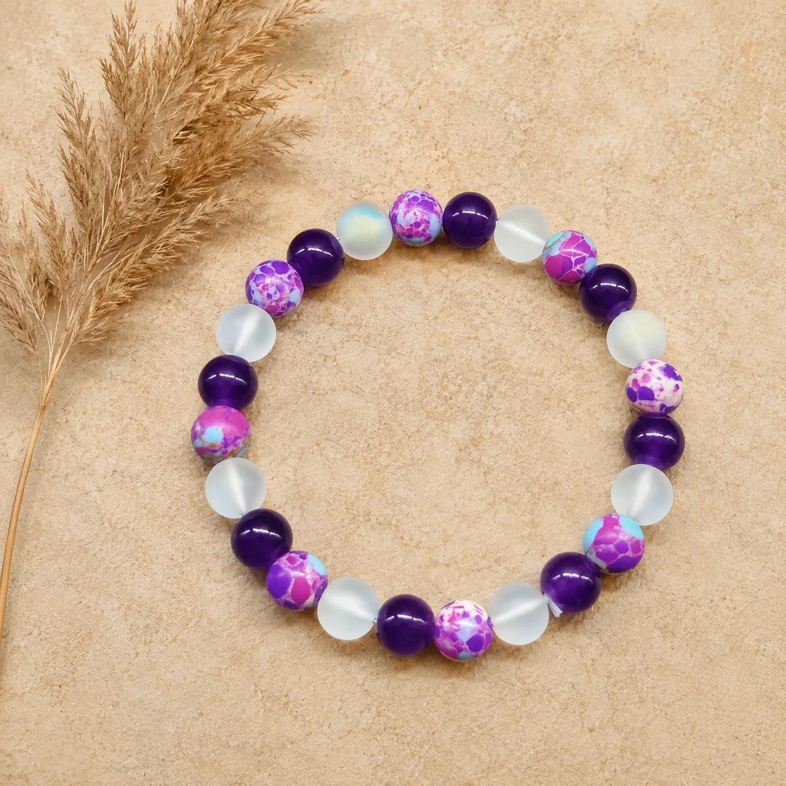 Natural Stone Beaded Bracelet — Stretch — genuine  crystal, Imported origin