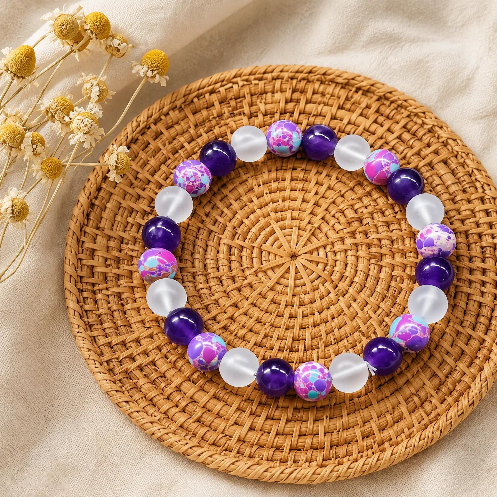 Natural Stone Beaded Bracelet — Stretch view 2