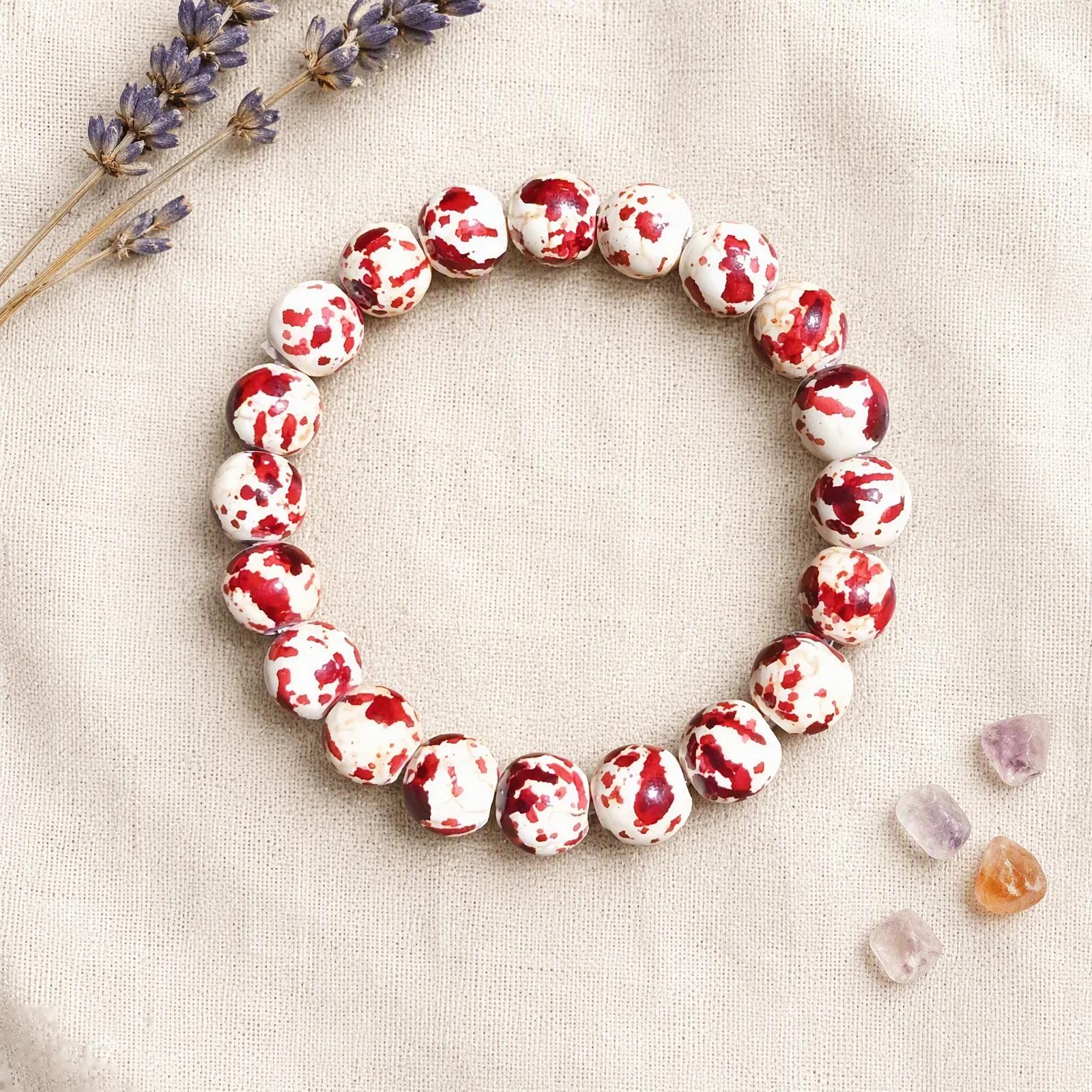 Bloodstone Beaded Bracelet — genuine Bloodstone crystal, Imported origin