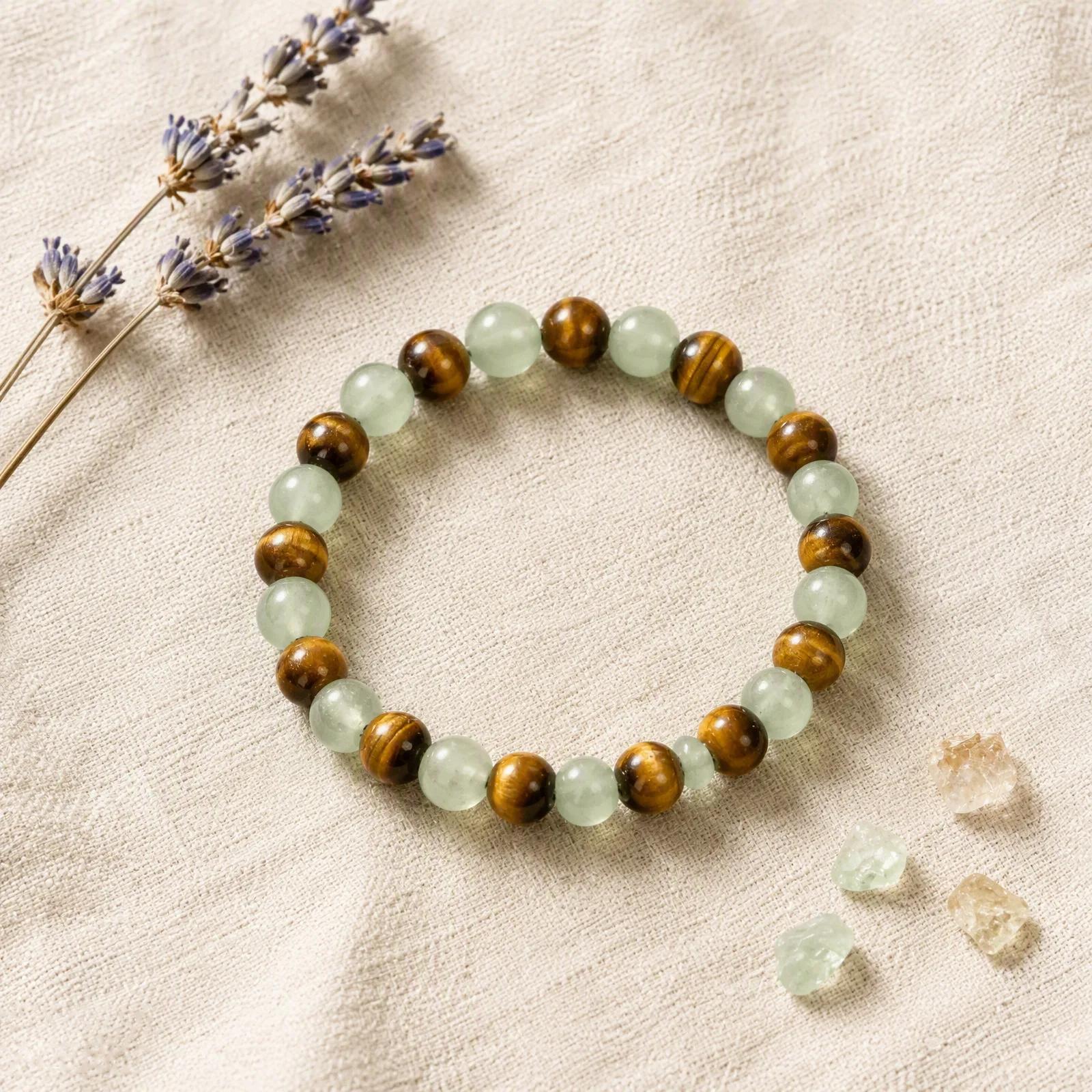 Green Aventurine & Aventurine Beaded Bracelet — Handmade view 3