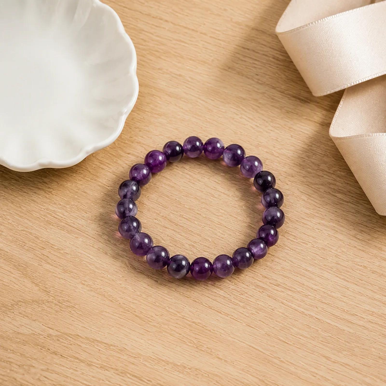 Purple Dragon Stone Beaded Bracelet — Stretch Handmade view 2