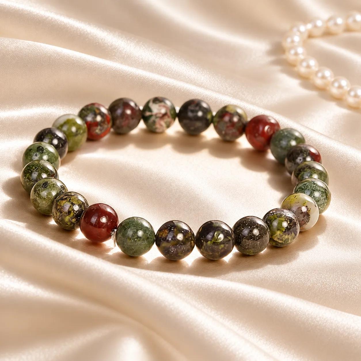 Dragon Blood Stone Beaded Bracelet — Unisex Handmade view 2