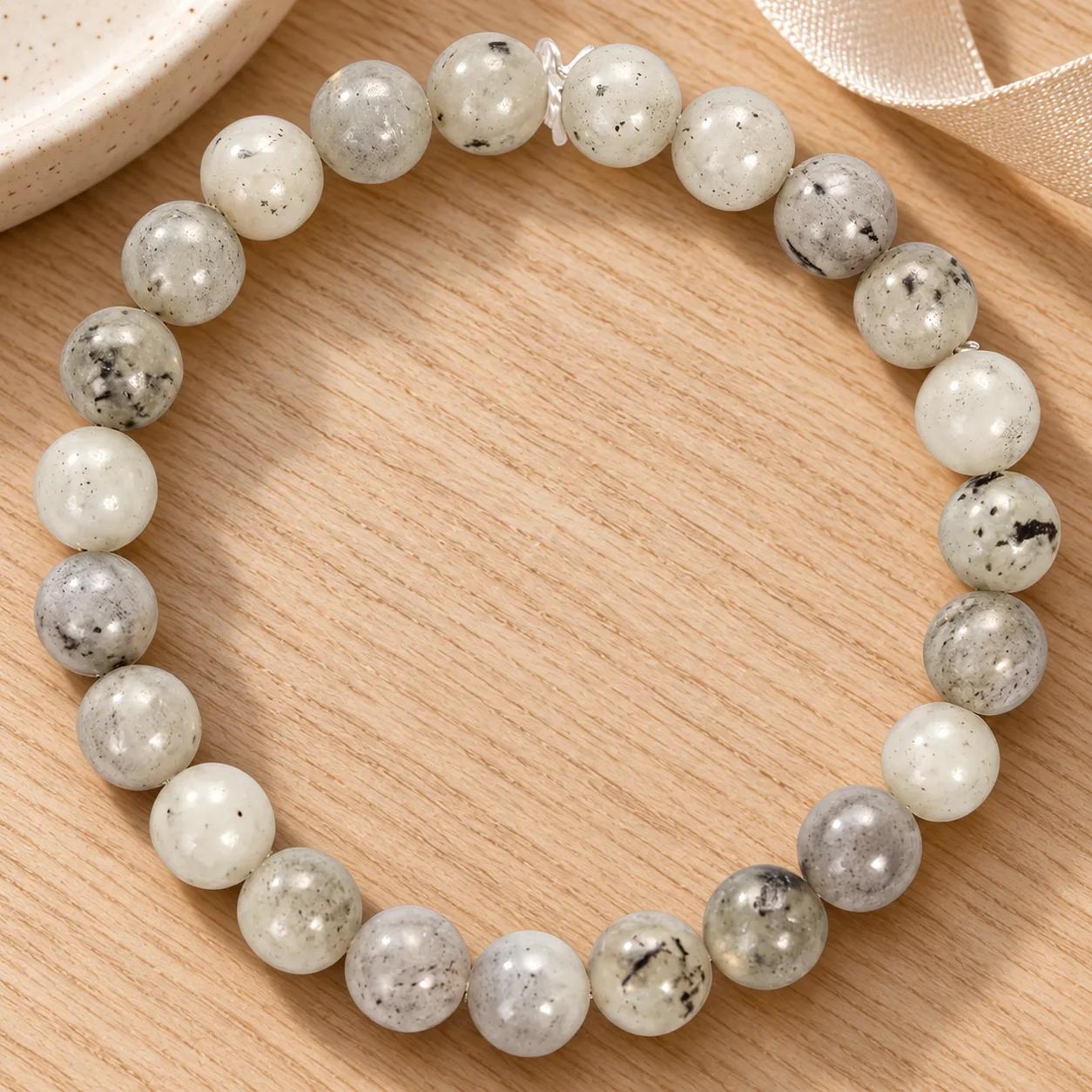 Moonstone Beaded Bracelet — Couples' — genuine Moonstone crystal, Imported origin