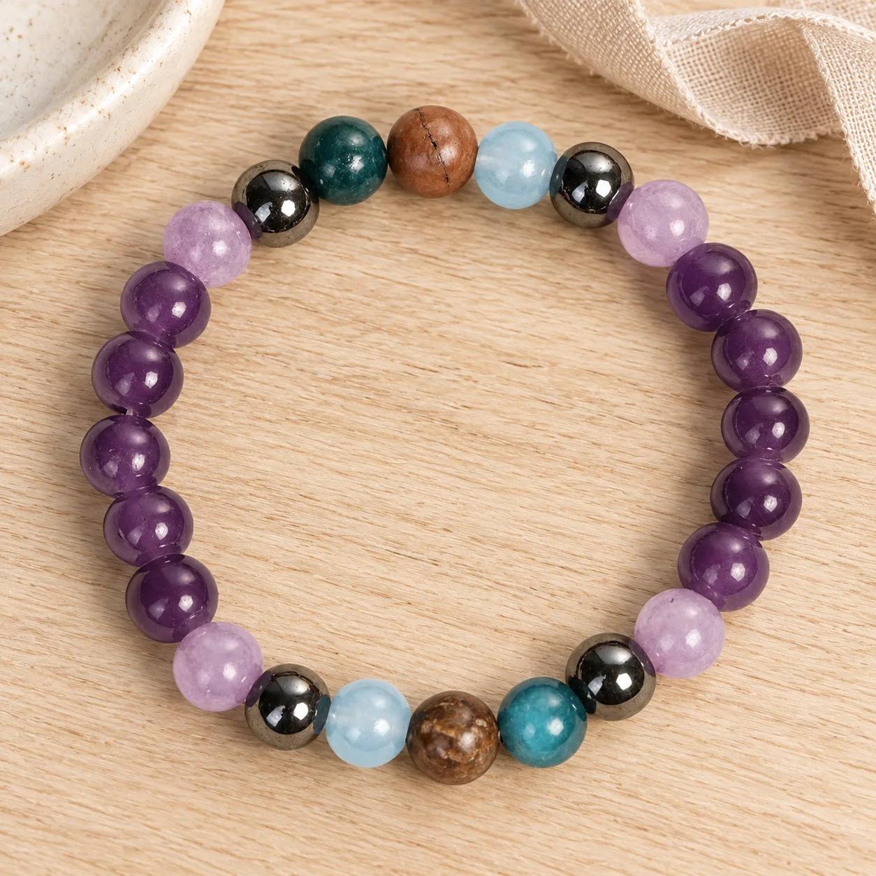 Amethyst & White Turquoise Beaded Bracelet view 1