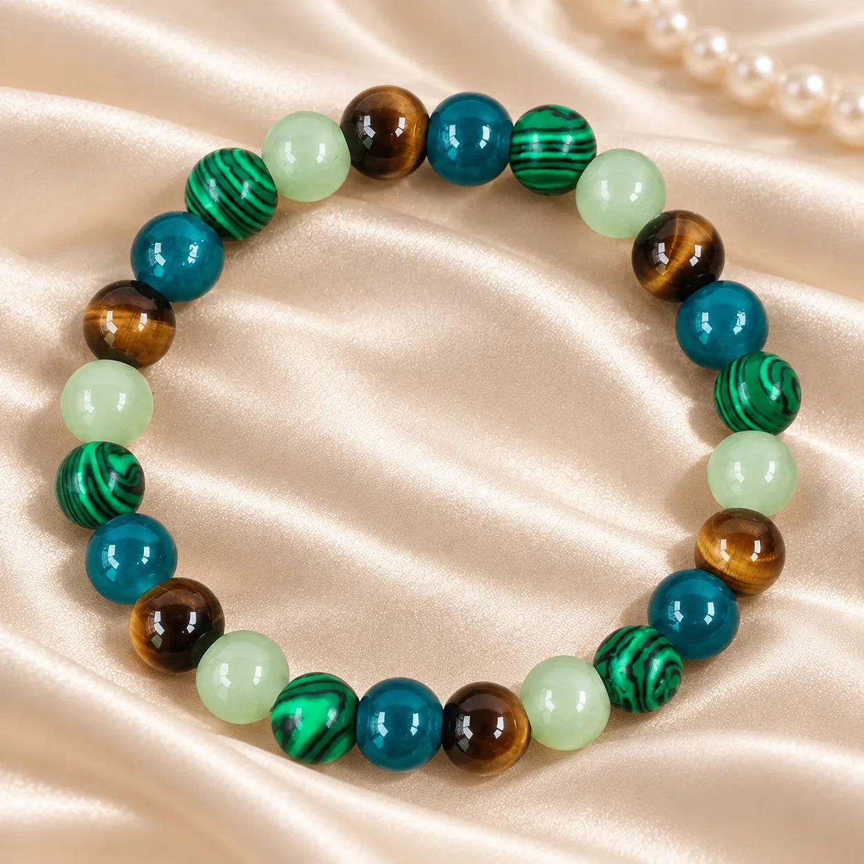 Tiger Eye Beaded Bracelet — Two-Tone view 2