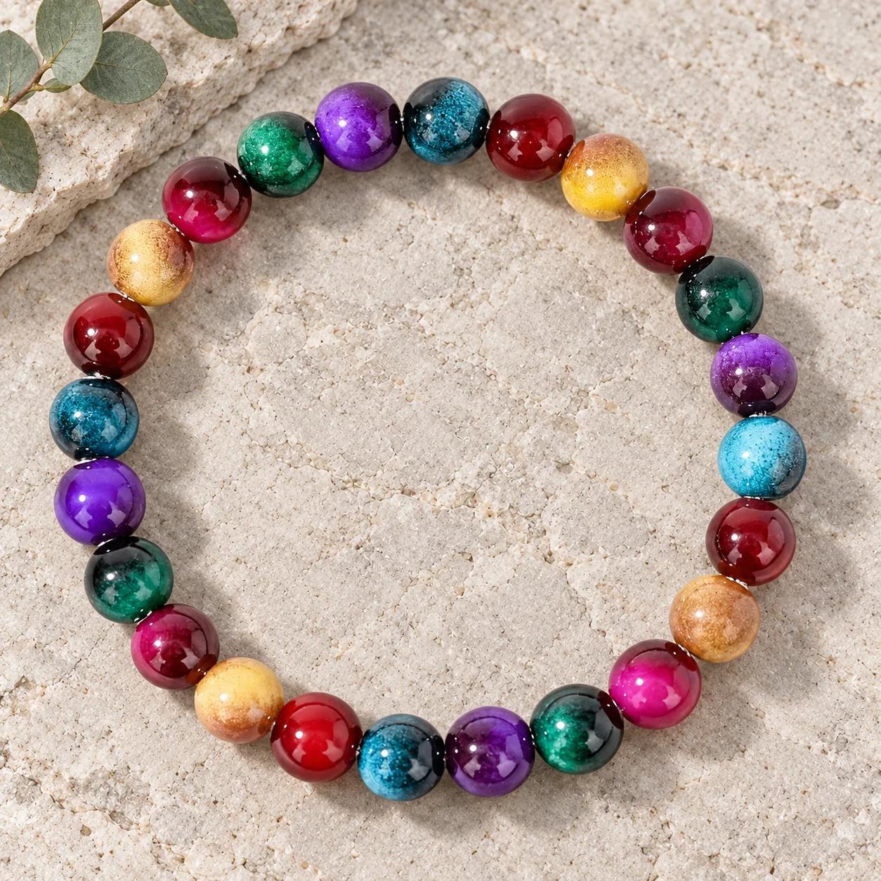 Tiger Eye Beaded Bracelet — Boho view 1
