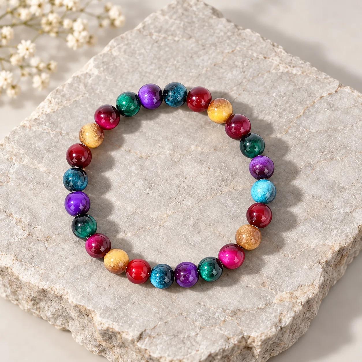 Tiger Eye Beaded Bracelet — Boho view 2