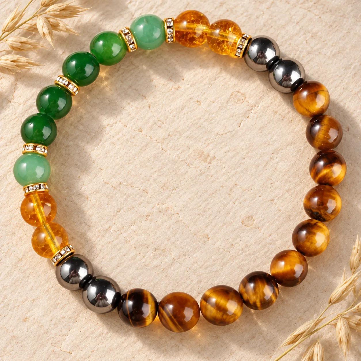 Tiger Eye & Citrine Beaded Bracelet view 1