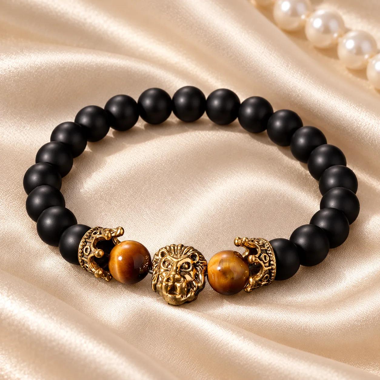 Tiger Eye & Malachite Beaded Bracelet — Unisex Healing — genuine Tiger Eye, Malachite crystals, Imported origin