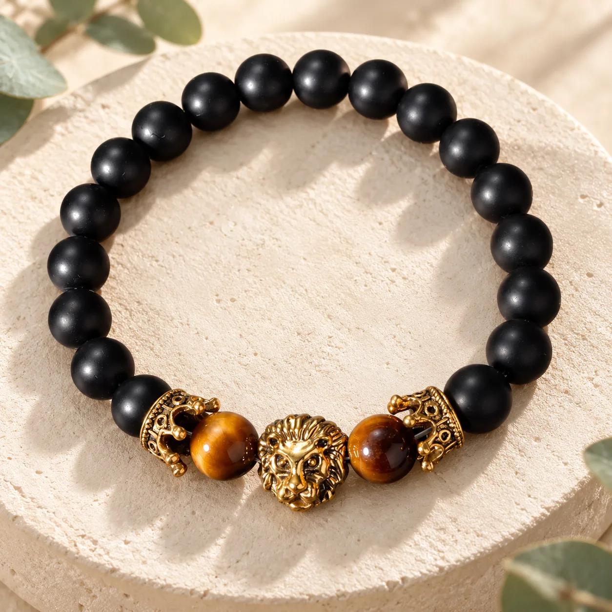 Tiger Eye & Malachite Beaded Bracelet — Unisex Healing view 2