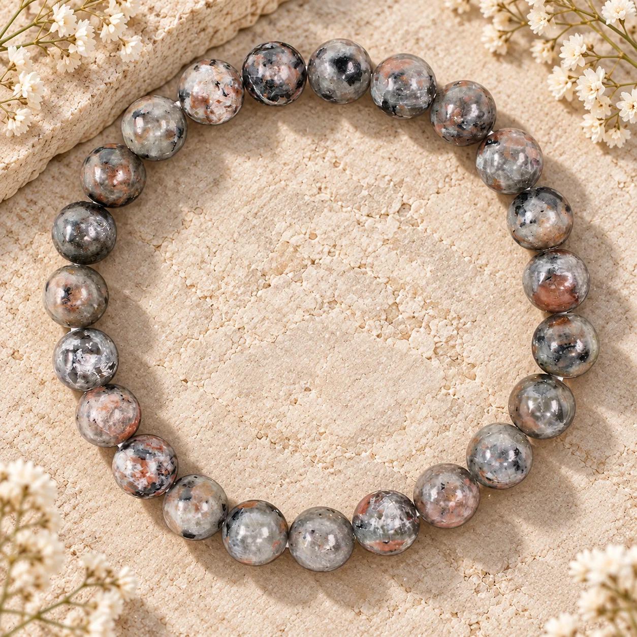 Flame Stone Beaded Bracelet — Punk — genuine Flame Stone crystal, Imported origin