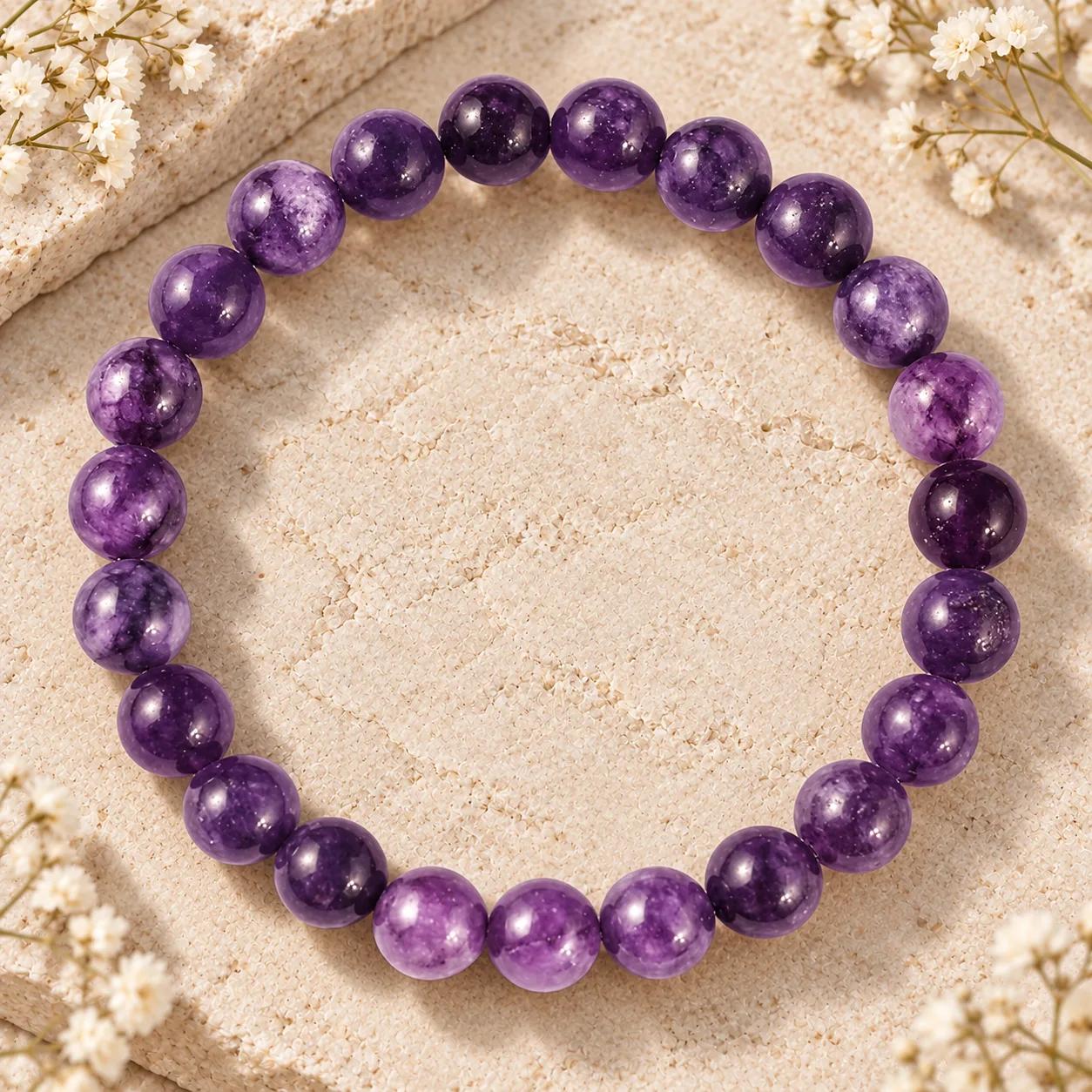Amethyst Beaded Bracelet — genuine Amethyst crystal, Imported origin