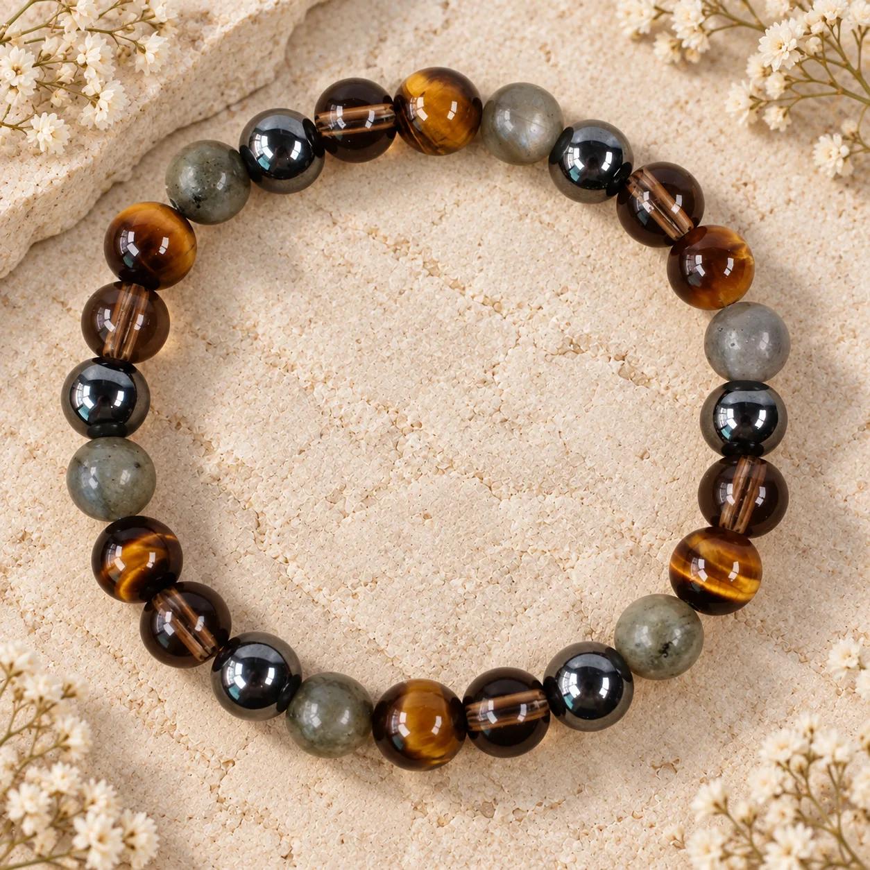Hematite & Labradorite Beaded Bracelet view 1