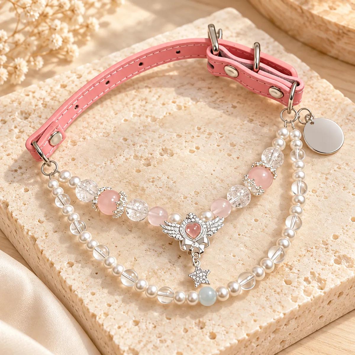 Rose Heart Double-Layer Pet Collar view 2
