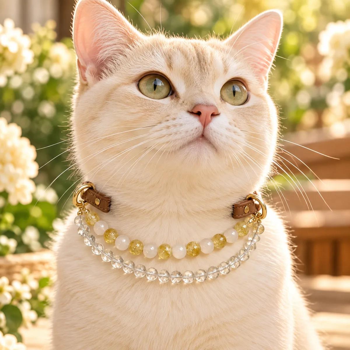 Golden Crystal Double-Layer Pet Collar — genuine  crystal,  origin