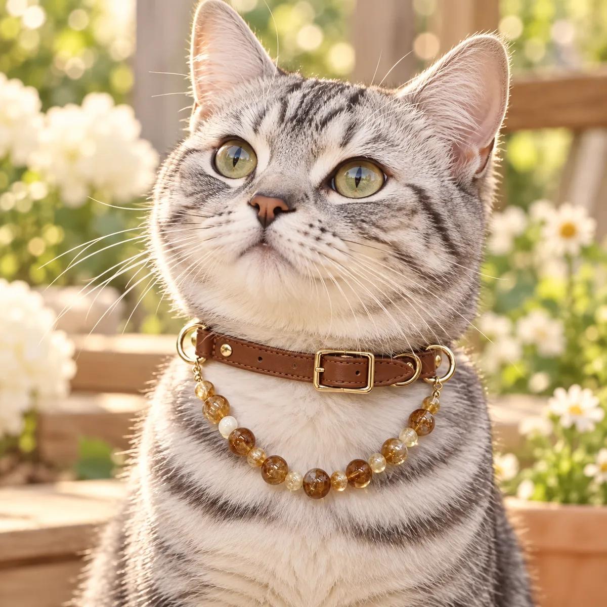 Warm Brown Crystal Pet Collar — genuine  crystal,  origin