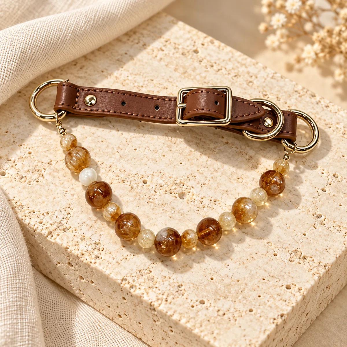 Warm Brown Crystal Pet Collar view 2