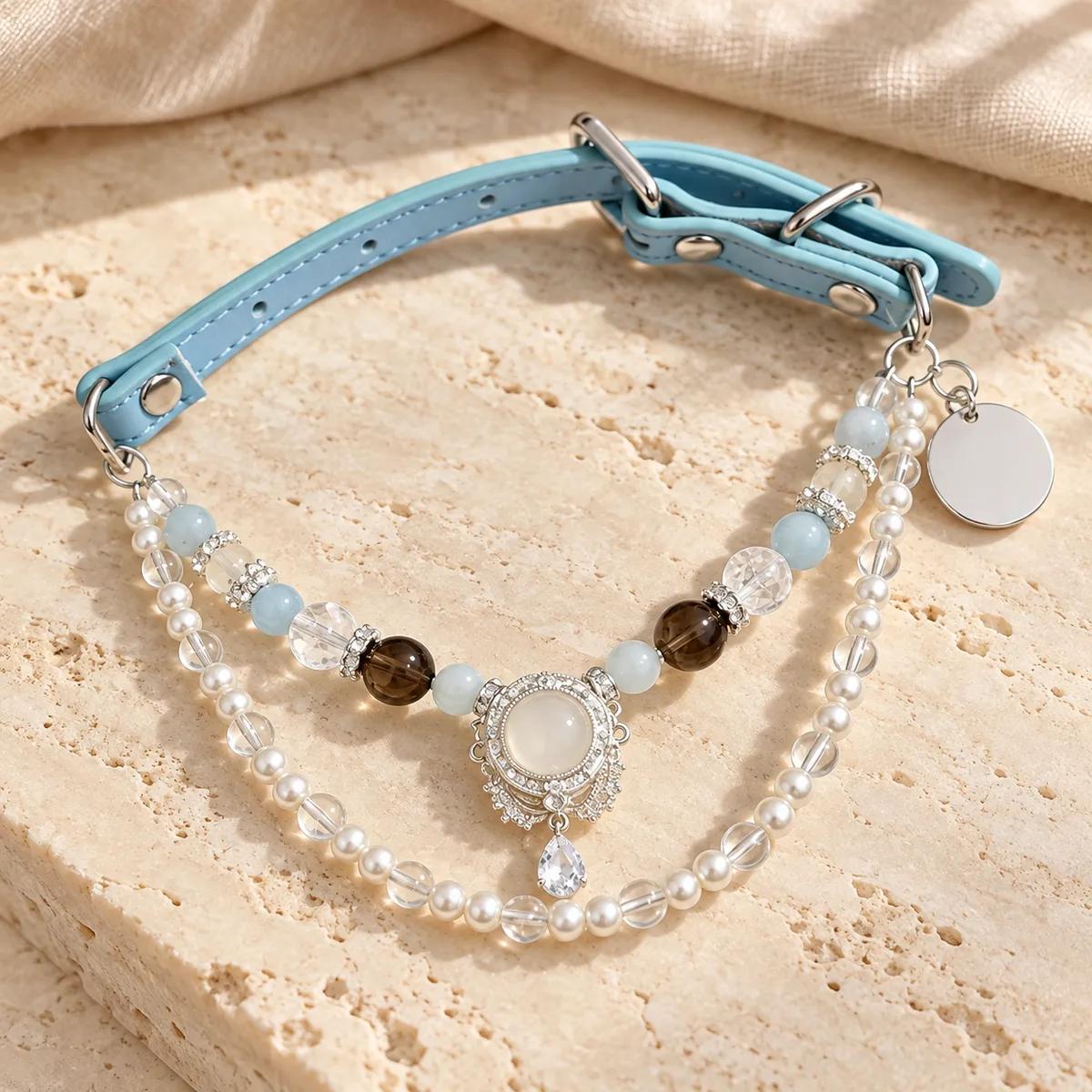 Sky Blue Double-Layer Pet Collar view 2