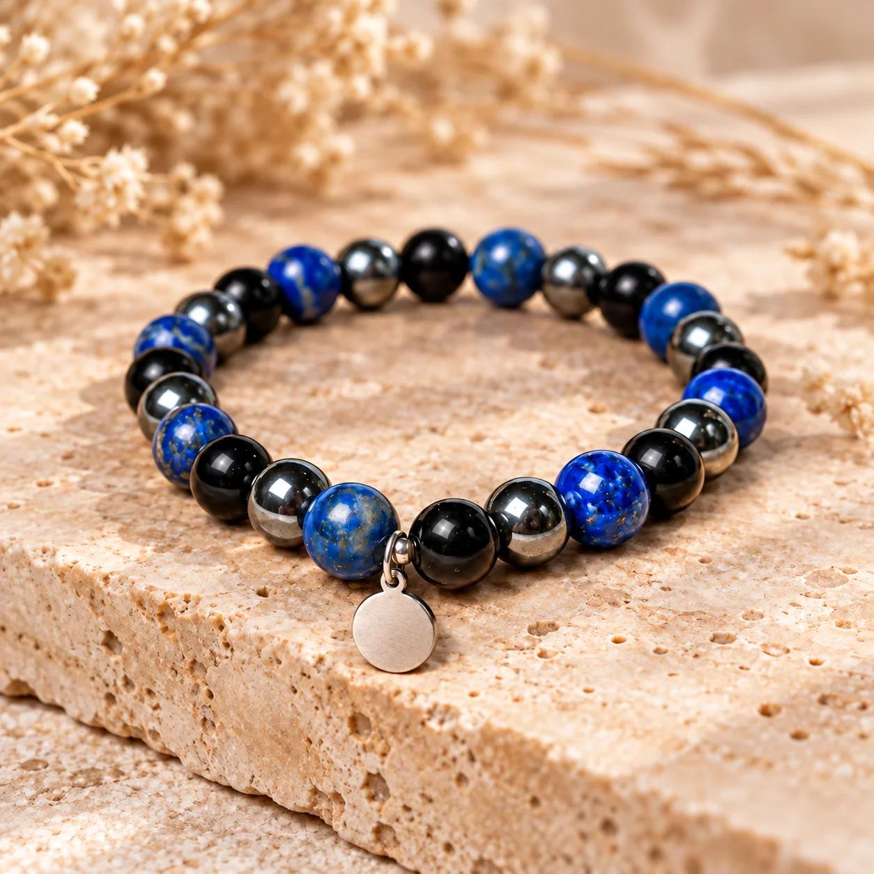 The Energy-Shield Bracelet — Lapis & Onyx view 2