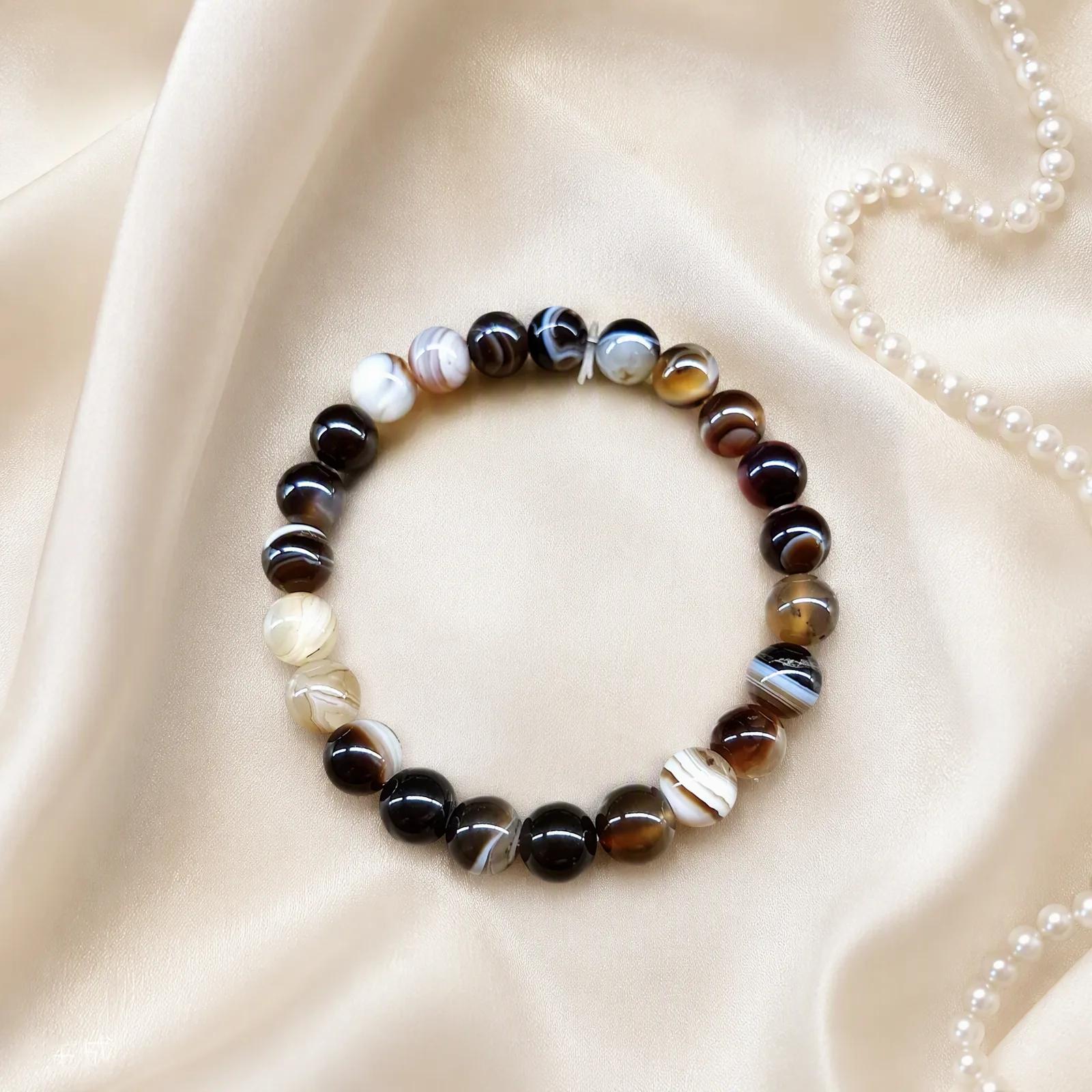 Coffee Stripe Agate & Agate & Banded Agate Beaded Bracelet view 2