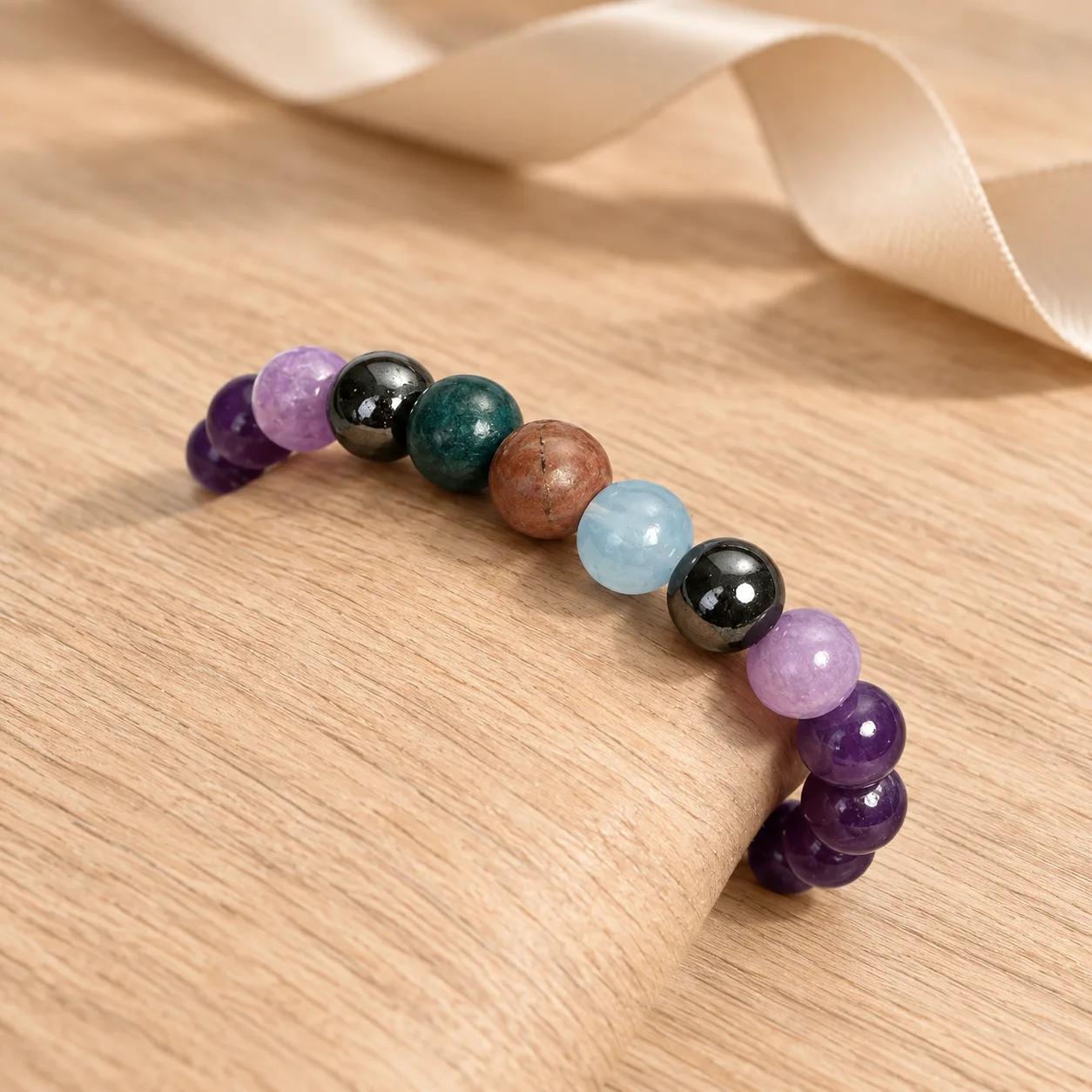 Amethyst & White Turquoise Beaded Bracelet view 2