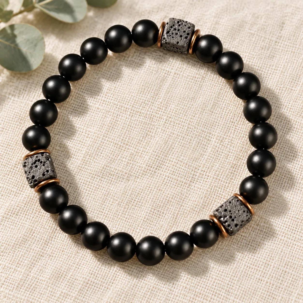 Lava Stone Beaded Bracelet — Athletic view 1