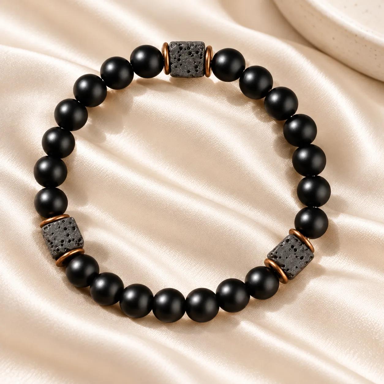 Lava Stone Beaded Bracelet — Athletic view 2