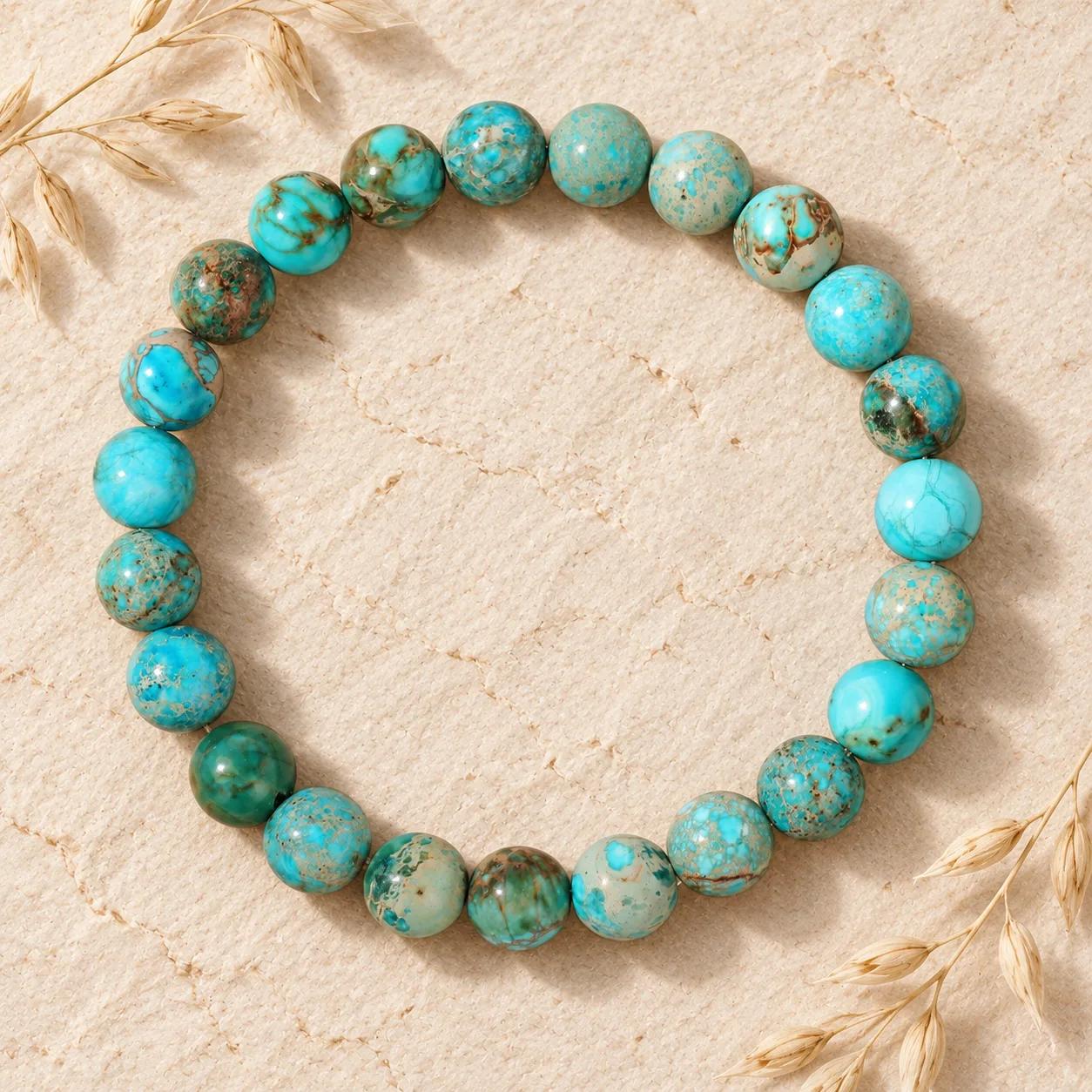 Emperor Turquoise & Turquoise Beaded Bracelet — Boho view 1