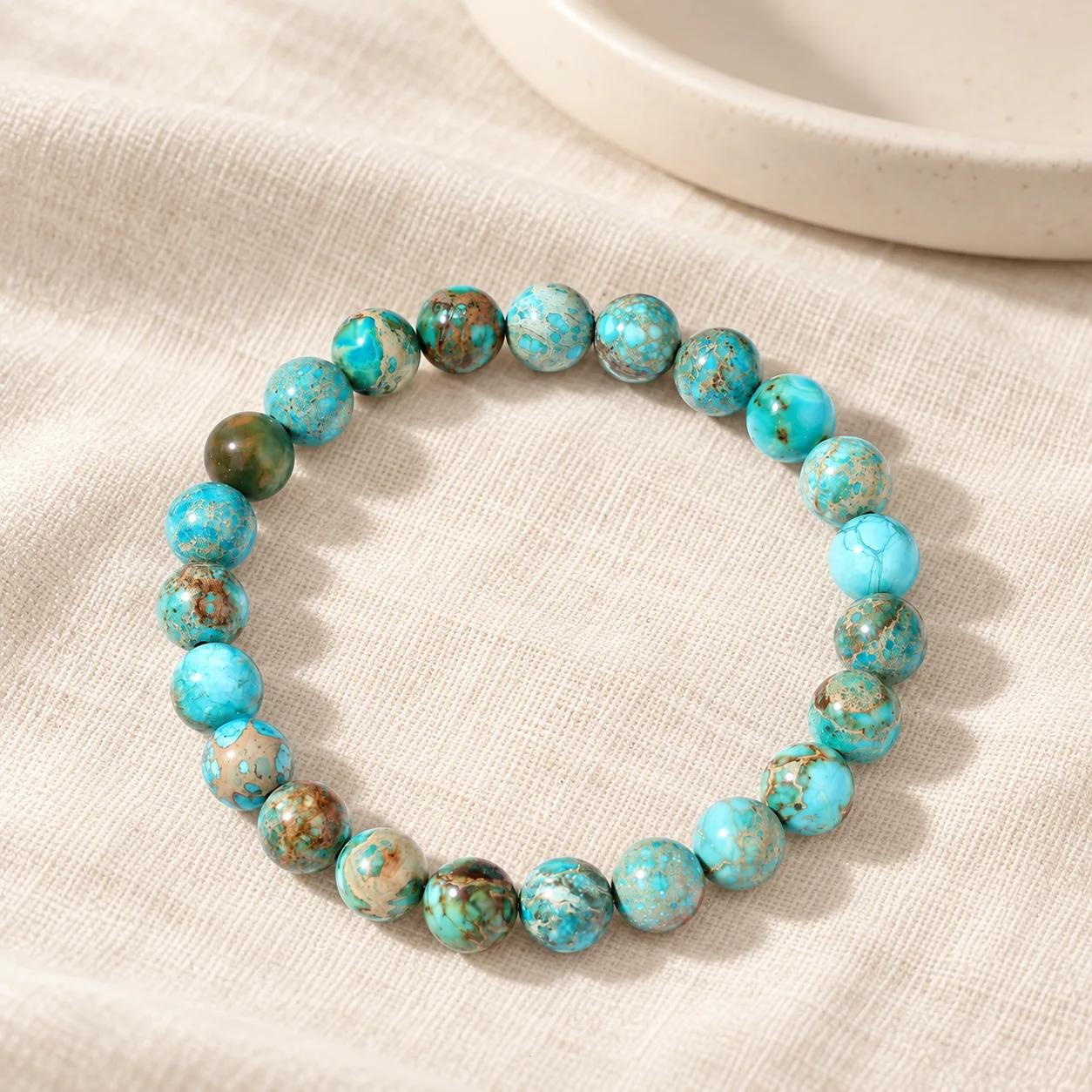 Emperor Turquoise & Turquoise Beaded Bracelet — Boho view 2